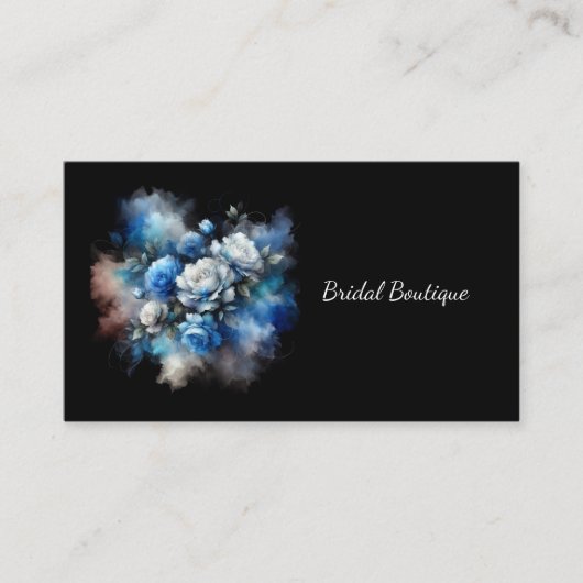 Dreamy Blue en White Roses Waterverf Visitekaartje (Voorkant)