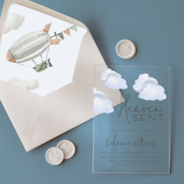 Dreamy Blue Heaven Sent Sky Theme Boy Baby shower Acryl Uitnodigingen