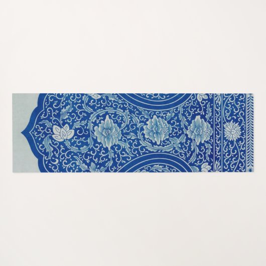 Dreamy Blue Lotus  Chinoiserie Yogamat (Achterkant (horizontaal))
