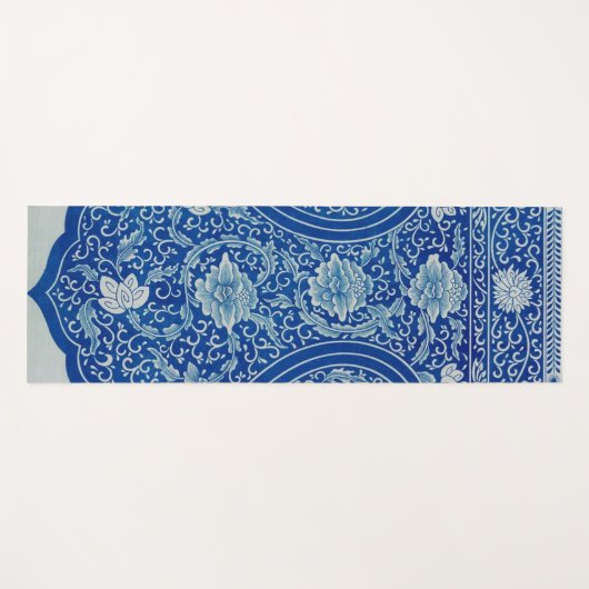 Dreamy Blue Lotus  Chinoiserie Yogamat (Voorkant (horizontaal))