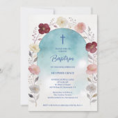 Dreamy Blue Shades Floral Frame Arch Baptisme Kaart (Voorkant)