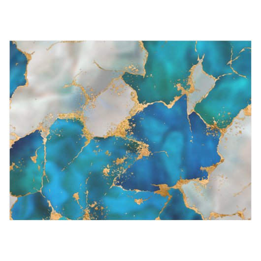Dreamy Blue, Teal, pearl and Gold Tafelkleed (Voorkant (Horizontaal))
