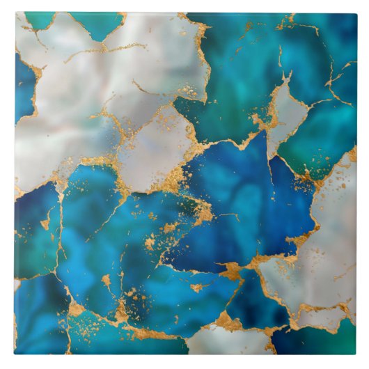 Dreamy Blue, Teal, pearl and Gold Tegeltje (Voorkant)