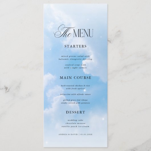 Dreamy Blue We're on Cloud Nine Bridal Shower Menu (Voorkant)