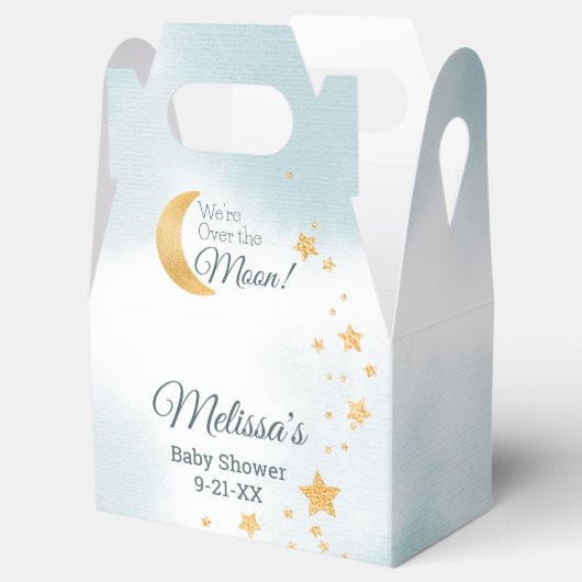 Dreamy Blue We're Over The Moon Boy Baby shower Bedankdoosjes (Geopend)