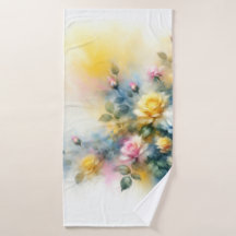 Dreamy Blue, Yellow en Pink Roses Waterverf