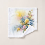 Dreamy Blue, Yellow en Pink Roses Waterverf Bad Handdoek (Wasdoekje)