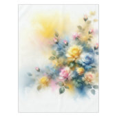 Dreamy Blue, Yellow en Pink Roses Waterverf Tafelkleed (Voorkant)