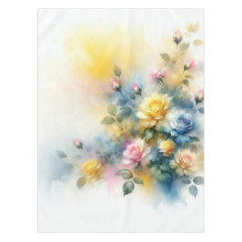 Dreamy Blue, Yellow en Pink Roses Waterverf Tafelkleed