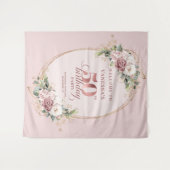 Dreamy Blush Floral 50th Birthday Photo Backdrop Wandkleed (Voorkant (horizontaal))