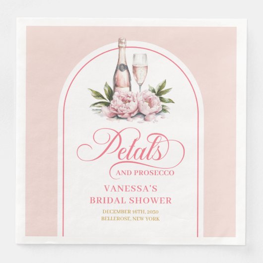 Dreamy Blush Floral Petals and Prosecco Napkins Servet (Voorkant)