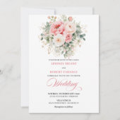 Dreamy Blush Rose Floral Wedding Invitation Kaart (Voorkant)