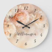Dreamy Blush Waterverf Rozen Monogram Grote Klok (Voorkant)