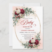 Dreamy Bohemian Maroon Floral Baby Shower Kaart (Voorkant)