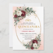 Dreamy Boho Burgundy Floral Eucalyptus Gold Quince Kaart (Voorkant)