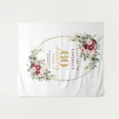 Dreamy Boho Burgundy Floral Gold 60th Birthday  Wandkleed (Voorkant (horizontaal))