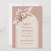 Dreamy Boho Dusty Pink Floral Arch Save the Date Kaart (Voorkant)