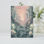 Dreamy Boho Greenery Woodland Bedankkaart (Staand voorkant)