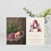 Dreamy Bunny A Initial Gold Glitter Newborn Aankondiging (Staand voorkant)