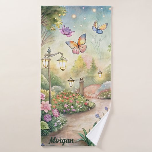 Dreamy Butterfly Garden Path - Betoverde tuin Bad Handdoek (Badhanddoek)