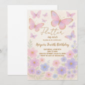 Dreamy Butterfly Verjaardag Uitnodiging (Voorkant / Achterkant)