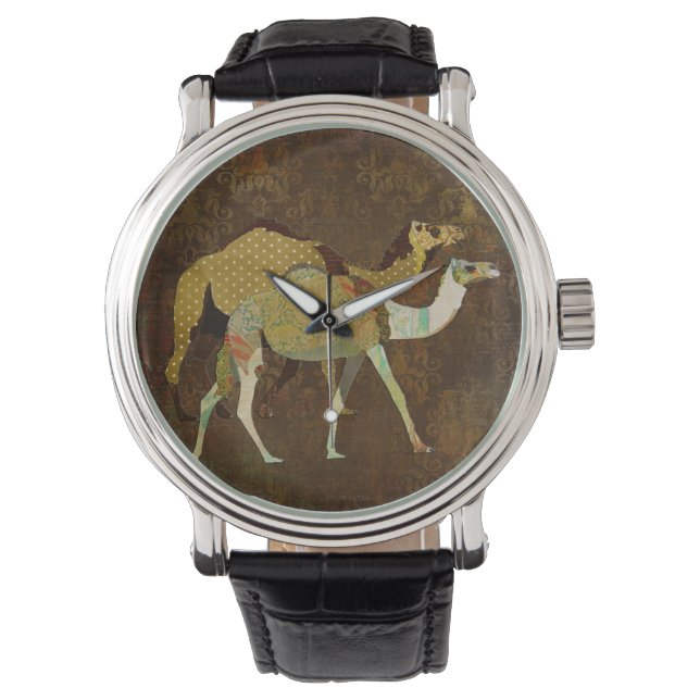 Dreamy Camels Damask horloge (Voorkant)