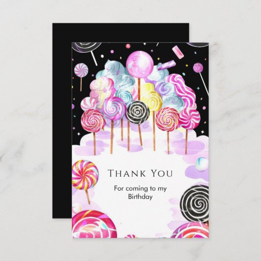 Dreamy Candyland Verjaardag Bedankkaart (Voorkant / Achterkant)