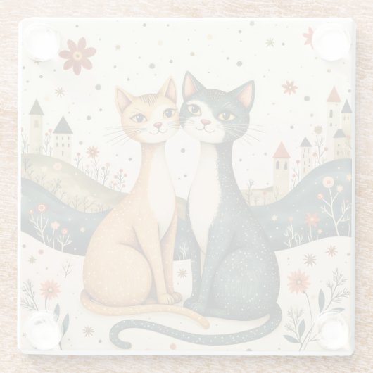 Dreamy Cats Glazen Onderzetter (Achterkant)