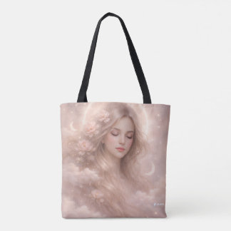 Dreamy Celestial Woman Tote Bag – Soft Feminine Su