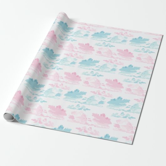 Dreamy Cloud Bands in Pink and Aqua Cadeaupapier (Uitgerold)