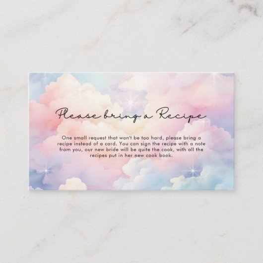 Dreamy Cloud Nine Recept Vrijgezellenfeest Informatiekaartje (Voorkant)