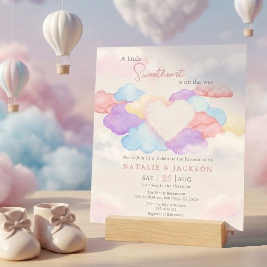 Dreamy Clouds Little Sweetheart Coed Baby shower Kaart