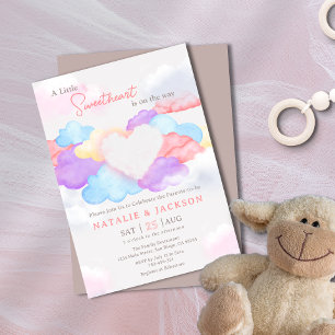 Dreamy Clouds Little Sweetheart Coed Baby shower Kaart