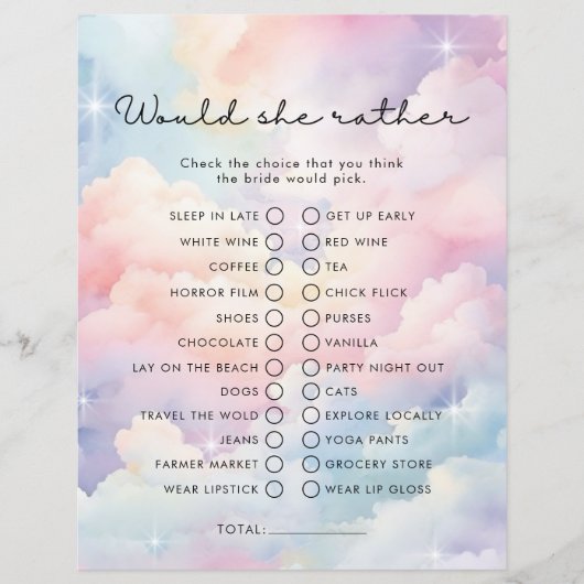 Dreamy Clouds wil dat ze liever Vrijgezellenfeest (Voorkant)