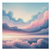Dreamy Cloudscape Horizon | Soft Pink and Blue Sky Perfect Poster (Voorkant)