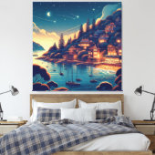 Dreamy Coastal Night Canvas Afdruk (Insitu (Slaapkamer))