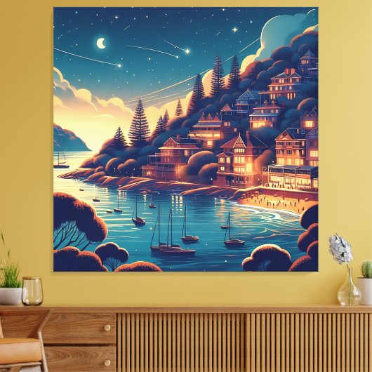 Dreamy Coastal Night Canvas Afdruk (Insitu (Woonkamer))