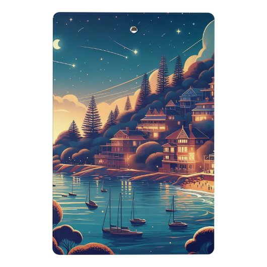 Dreamy Coastal Night Mini Klembord (Achterkant)