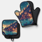 Dreamy Coastal Night Ovenwant & Pannenlap Set (Voorkant / Achterkant)