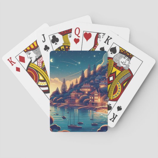 Dreamy Coastal Night Pokerkaarten (Achterkant)