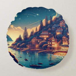 Dreamy Coastal Night Rond Kussen