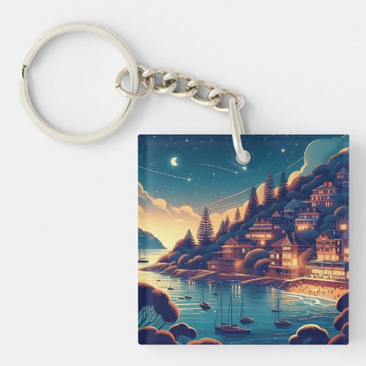 Dreamy Coastal Night Sleutelhanger (voorkant)