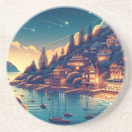 Dreamy Coastal Night Zandsteen Onderzetter