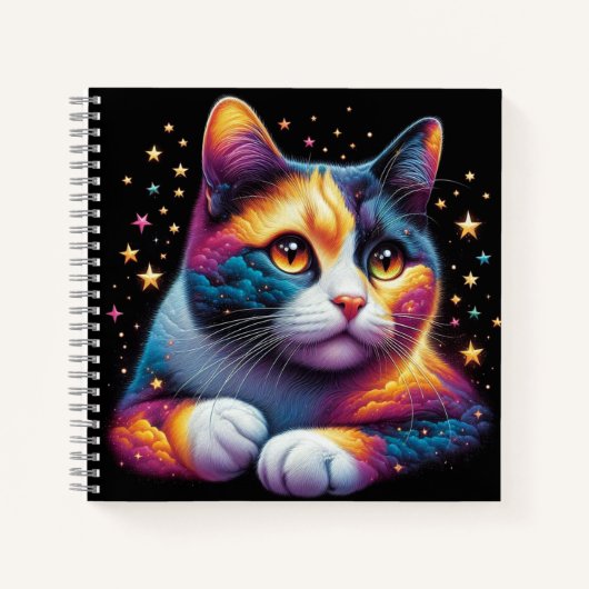 Dreamy colorful cat notebook! notitieboek (Voorkant)