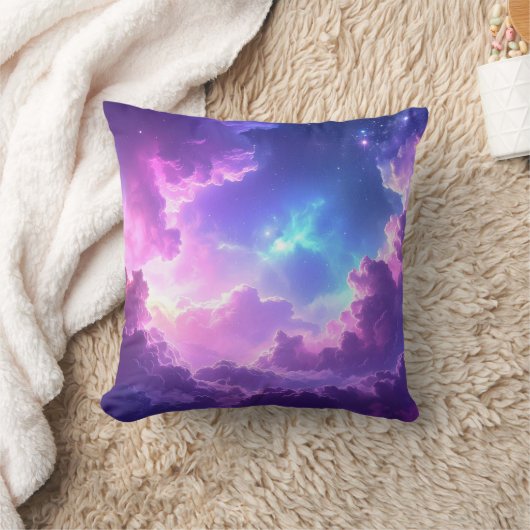 Dreamy cosmic background, soft nebula clouds in pu kussen (Deken)