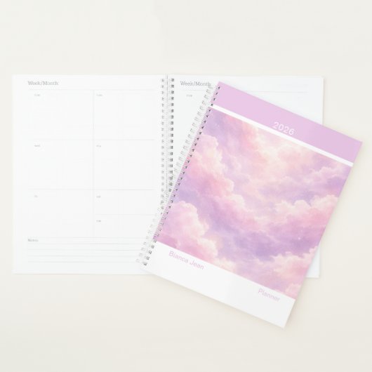 Dreamy Cotton Candy Cloudscape Modern Large Planner (Display)