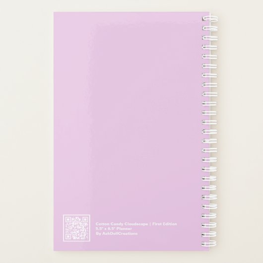 Dreamy Cotton Candy Cloudscape Modern Small Planner (Achterkant)