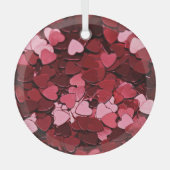 Dreamy Crimson Cascade Heart Confetti Glas Ornament (Voorkant)
