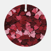 Dreamy Crimson Cascade Heart Confetti Glas Ornament (Achterkant)