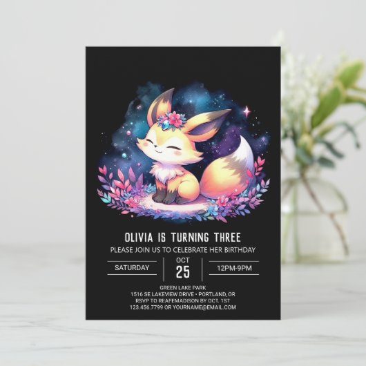 Dreamy Custom Fox Verjaardag digitaal Kaart (Staand voorkant)